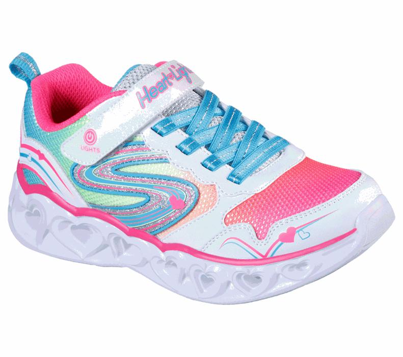 Skechers Flickor Vita/Olika Färger Sneakers - S Lights: Heart Lights - Love Spark - Sverige (KGXIL-9